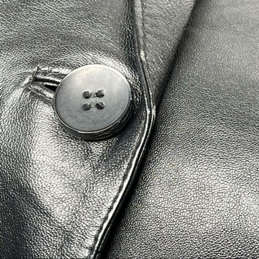 BirryShop‎ Black Genuine Leather Blazer Collar One Button Front Pockets Women’s - Picture 9 of 14